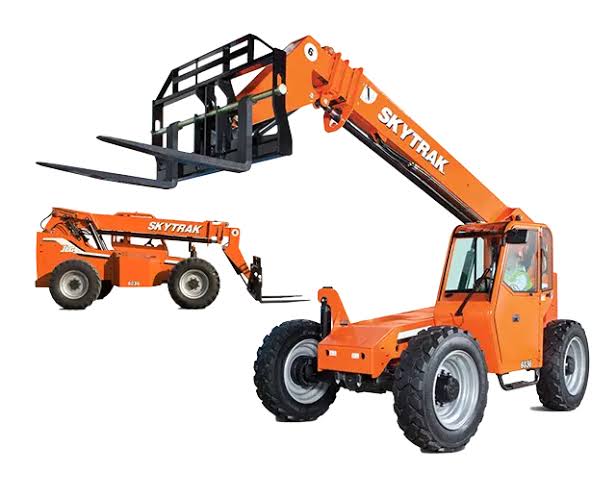 Telescoping boom forklift used for larger metal building installation