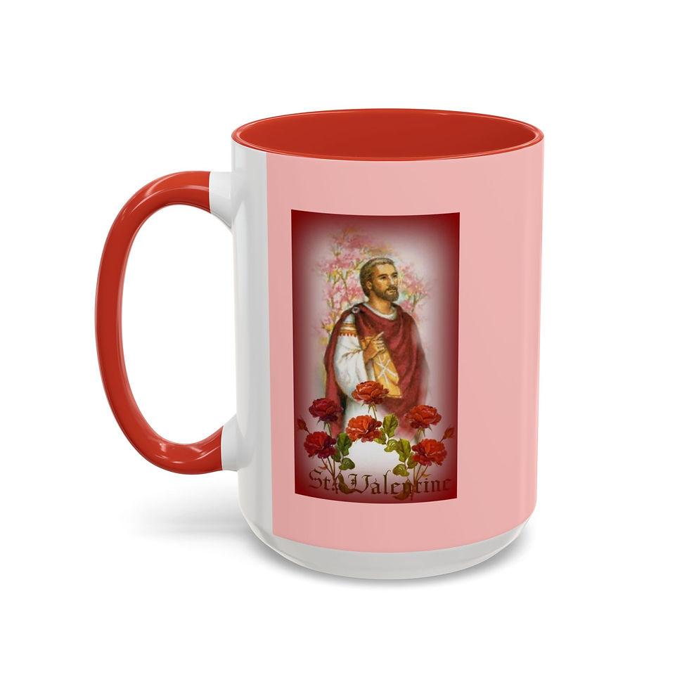Thumbnail: St Valentines Pink Prayer Mug 11 / 15 oz at catholicmall.net