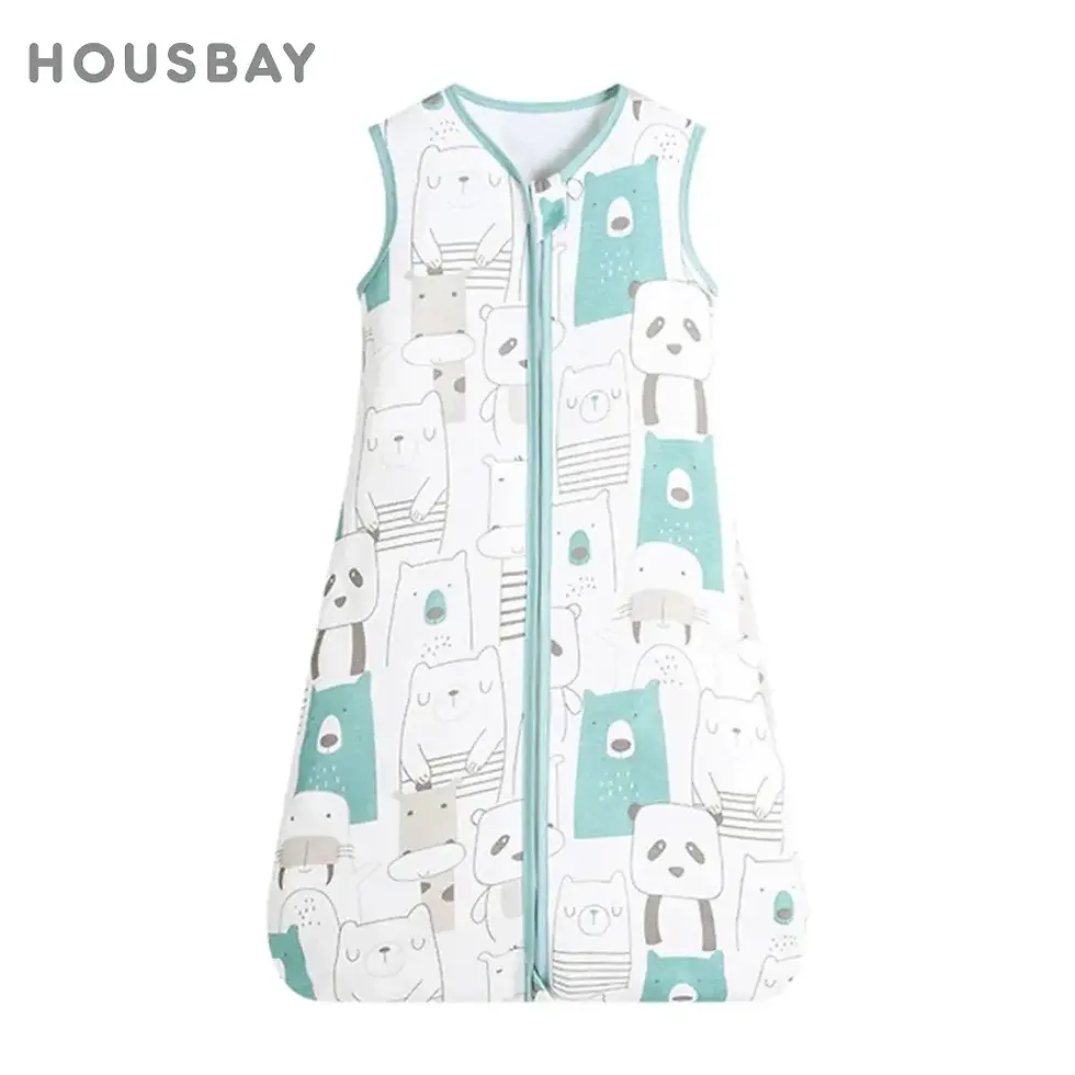 Thumbnail: Little Watcher Sleeping Sack for babies, 100% cotton herringbone with guardian patterns, 0.5 TOG
