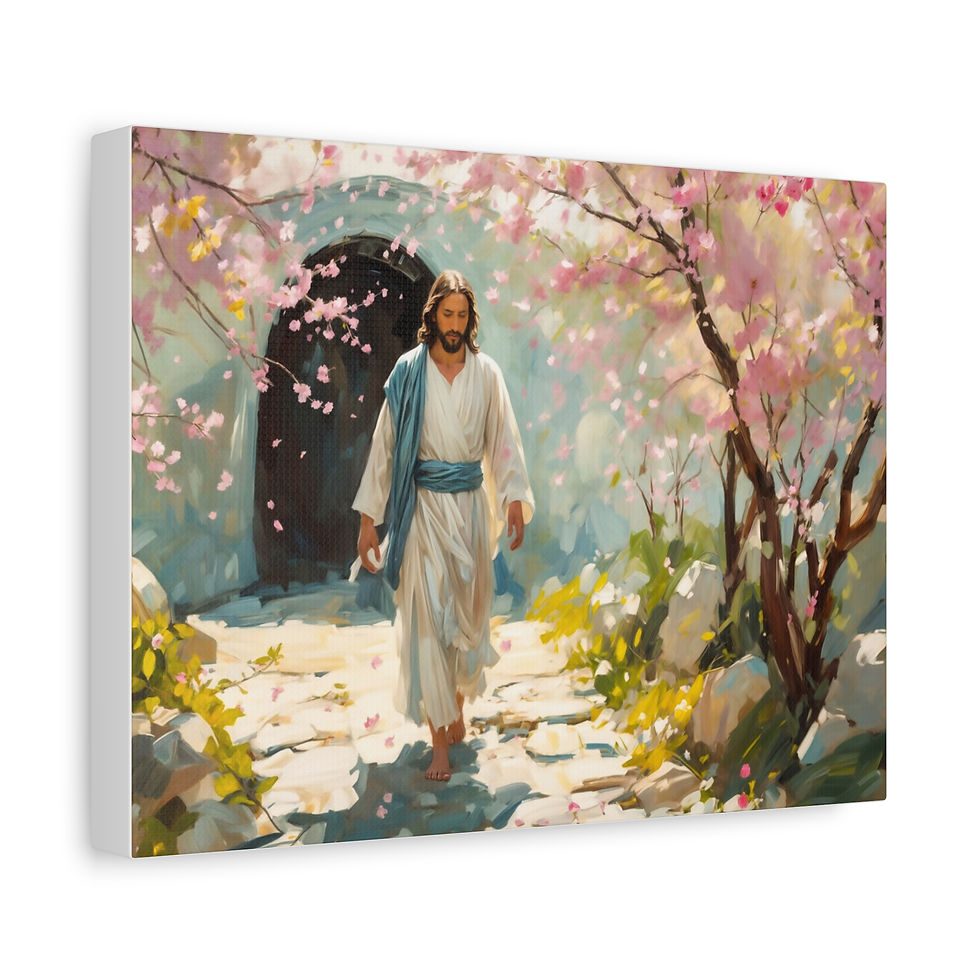 Thumbnail: Stretched Canvas: Jesus Amid Spring Blossoms Peace