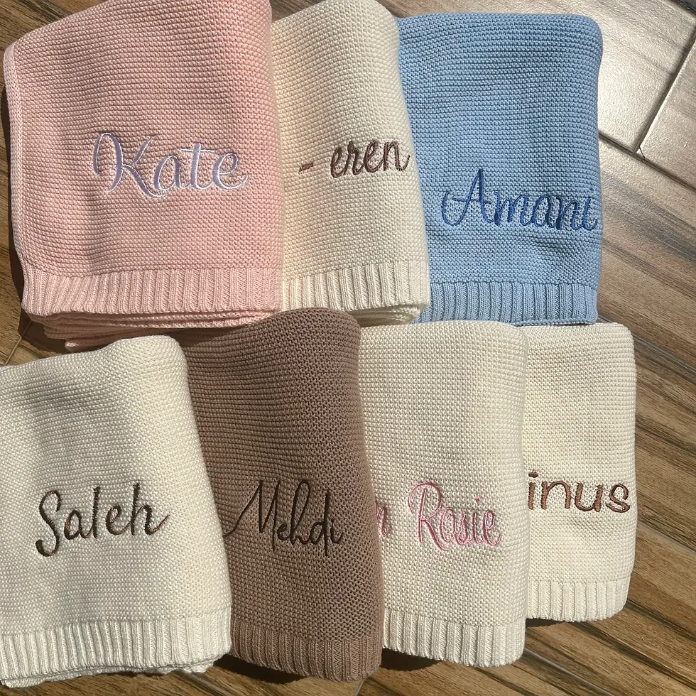 Thumbnail: Personalized Embroidered Baby Name Cotton Stroller Blanket