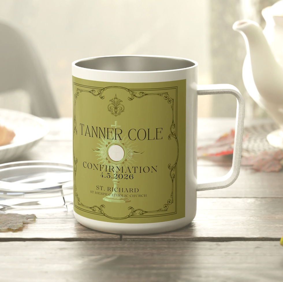 Monstrance Confirmation Insulated Mug - Personalized 10oz, stainless steel insulated mug with monstrance design, custom name,