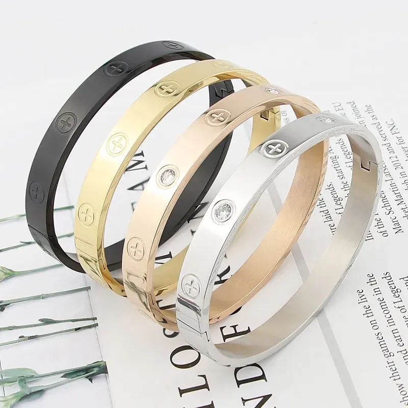 Thumbnail: Cross & Zircon Nut Nail Bracelet
