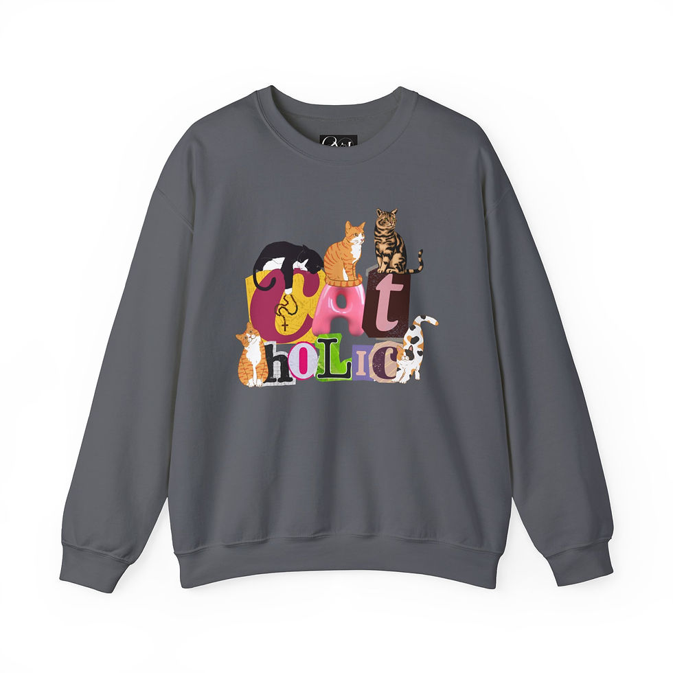 Thumbnail: "CAT-holic" Cozy Heavy Blend™ Crewneck Sweatshirt