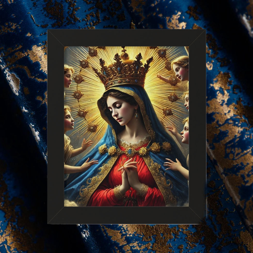 Queen of Heaven Art - Heavenly Throne Print, framed poster with Mary enthroned artwork