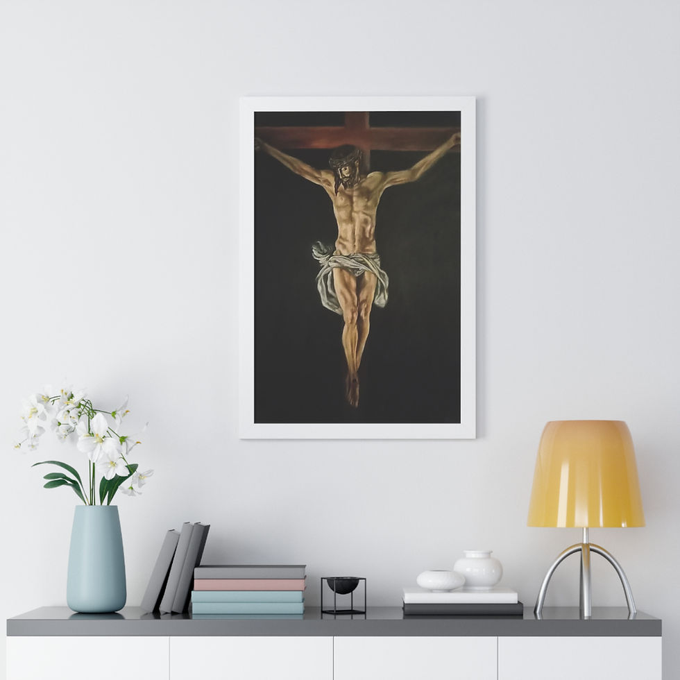 Thumbnail: The Crucifixion of Christ Framed Vertical Poster - Art by Mica, museum-grade in black or white frame