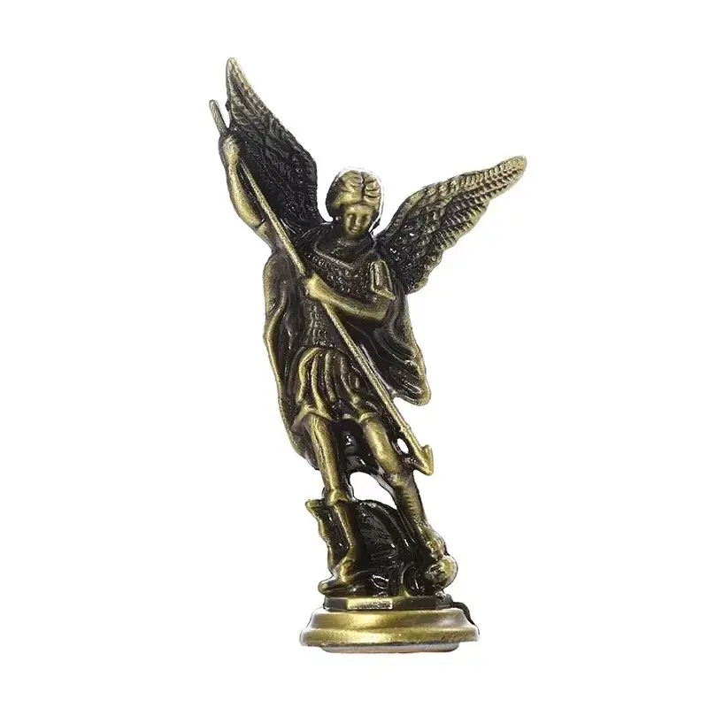 Thumbnail: St Michael Defeater Statue - Archangel Guardian Figurine, zinc alloy statue of St Michael defeating Satan