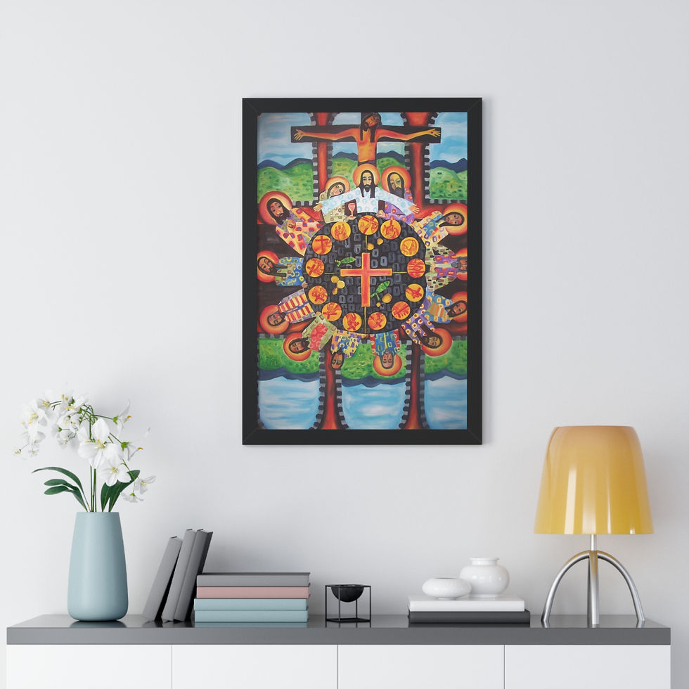 Thumbnail: The Last Supper by Mica. Framed Vertical Print, premium matte print framed vertical religious last supper scene multiple size
