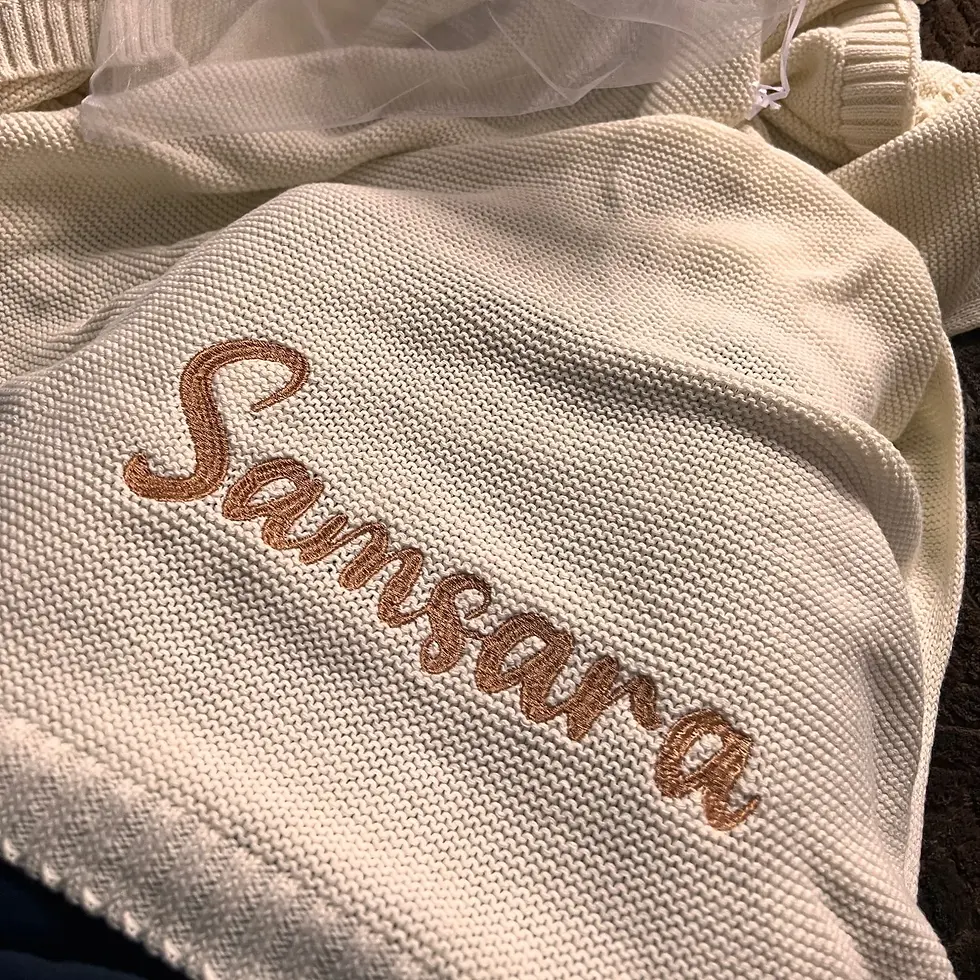 Thumbnail: Named Guardian Blanket - Embroidered Cover, cotton solid personalized embroidered name baby blanket 31x39 inches