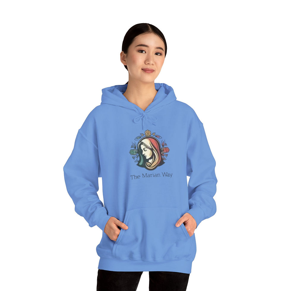 Thumbnail: Marian Way Hoodie - Immaculate Path Garment, Heavy Blend fleece with trail artwork
