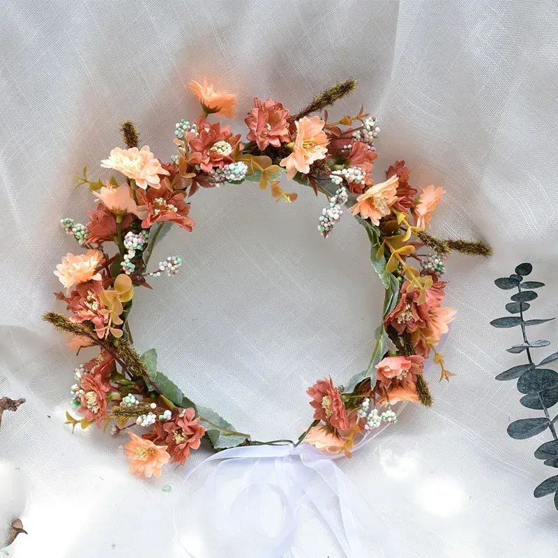 First Communion Flower Headband Wreath — Blooming Grace Hairband, delicate floral crown headband with blooming design for gir