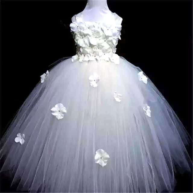 First Communion Petal Gown - Tulle Blossom of Innocence white pink red blue purple tulle petals