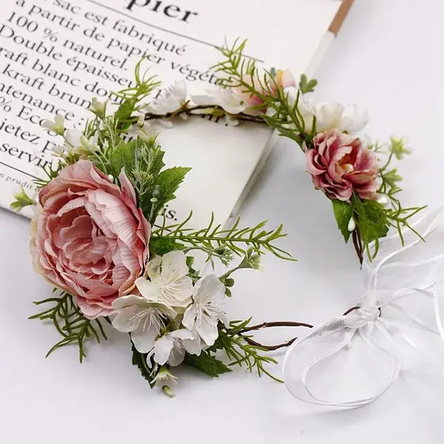 Thumbnail: Immaculate Conception Crown - White Rose Marian Wreath camellia eucalyptus baby breath floral