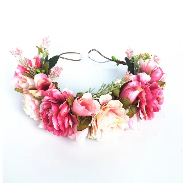 Thumbnail: First Communion Pink Flowers Crown — Blooming Grace Headband, delicate pink floral crown headband with blooming design for gi