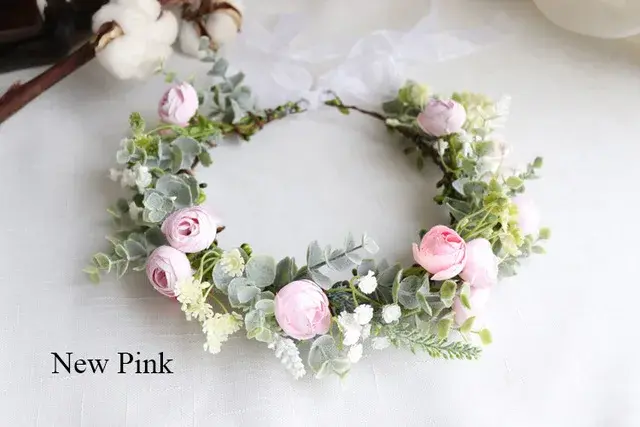 Thumbnail: Immaculate Conception Crown - White Rose Marian Wreath camellia eucalyptus baby breath floral