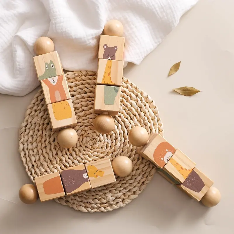 Little Shepherd Rattle - Gentle Grasp Toy, wooden rotating geometric baby rattle