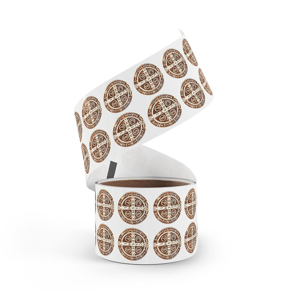 Thumbnail: St. Benedict Medal Stickers - Spiritual Seal Rolls, glossy BOPP sticker rolls with faith design