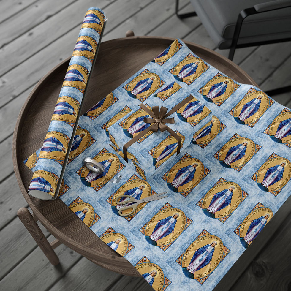 Thumbnail: Miraculous Medal Wrap - Grace Veil Gift Sheets, fine-art paper with Miraculous Medal design