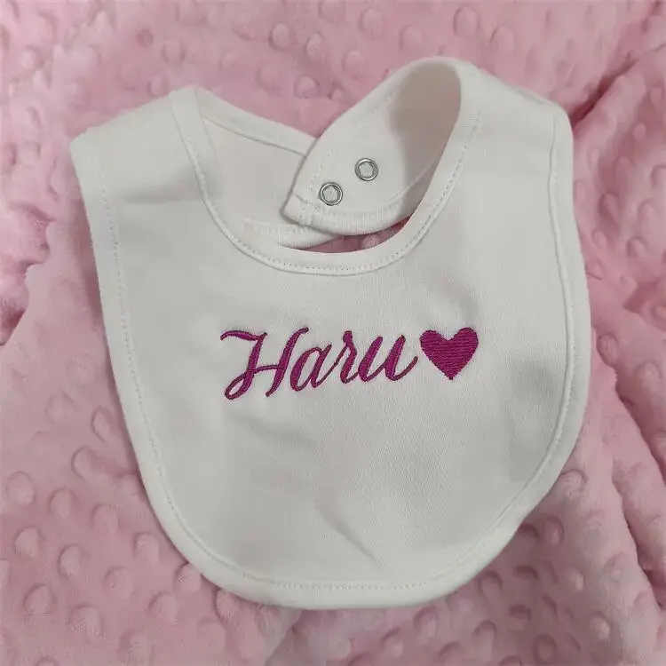 Thumbnail: Catholic Baby Personalized Name Bib ~~ 100% Cotton Solid, 100% cotton solid pattern personalized embroidered name baby bib