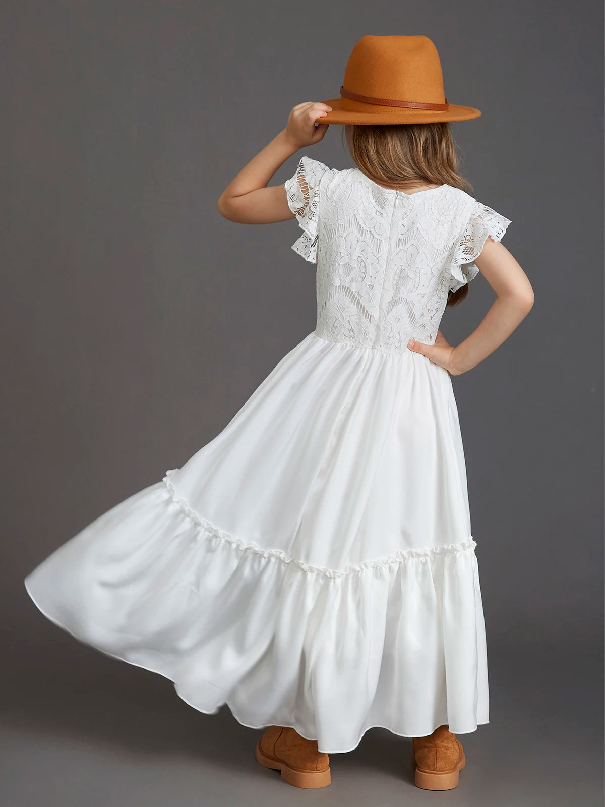 Catholic Girl Lace First Communion Long Dress 3-14Y — Modest Ankle-Length Gown, polyester ankle-length sleeveless O-neck flor