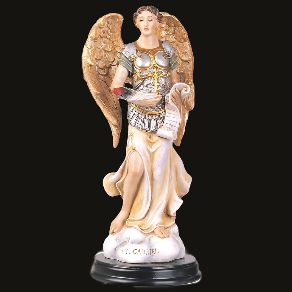 Archangel Gabriel Statue - 5" Heaven's Fearless Messenger Figurine trumpet scroll wings resin
