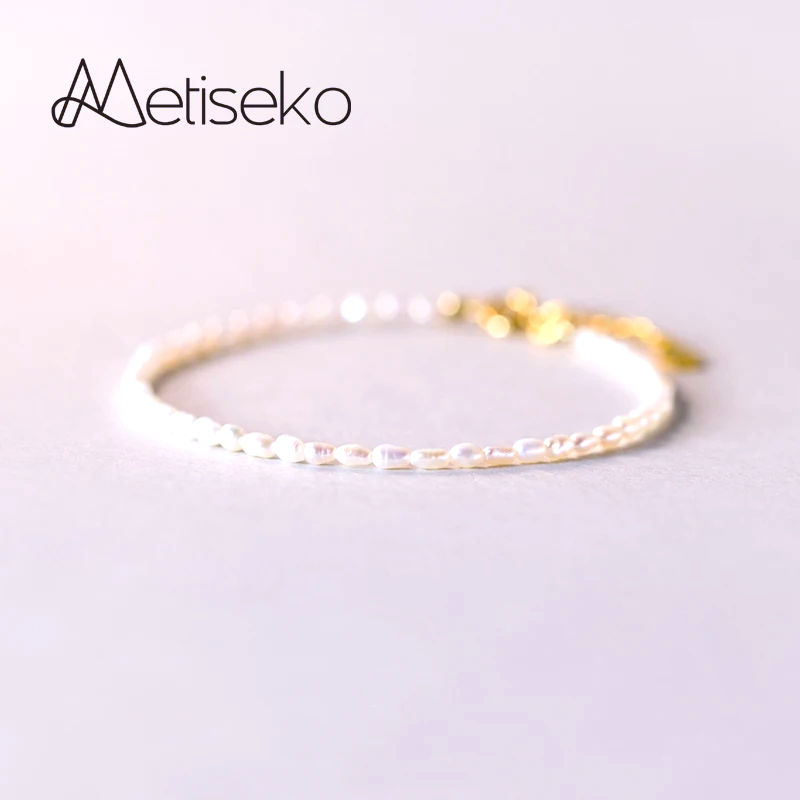 Pearl Strand of Purity Bracelet - 925 Silver Rice Pearl Cord