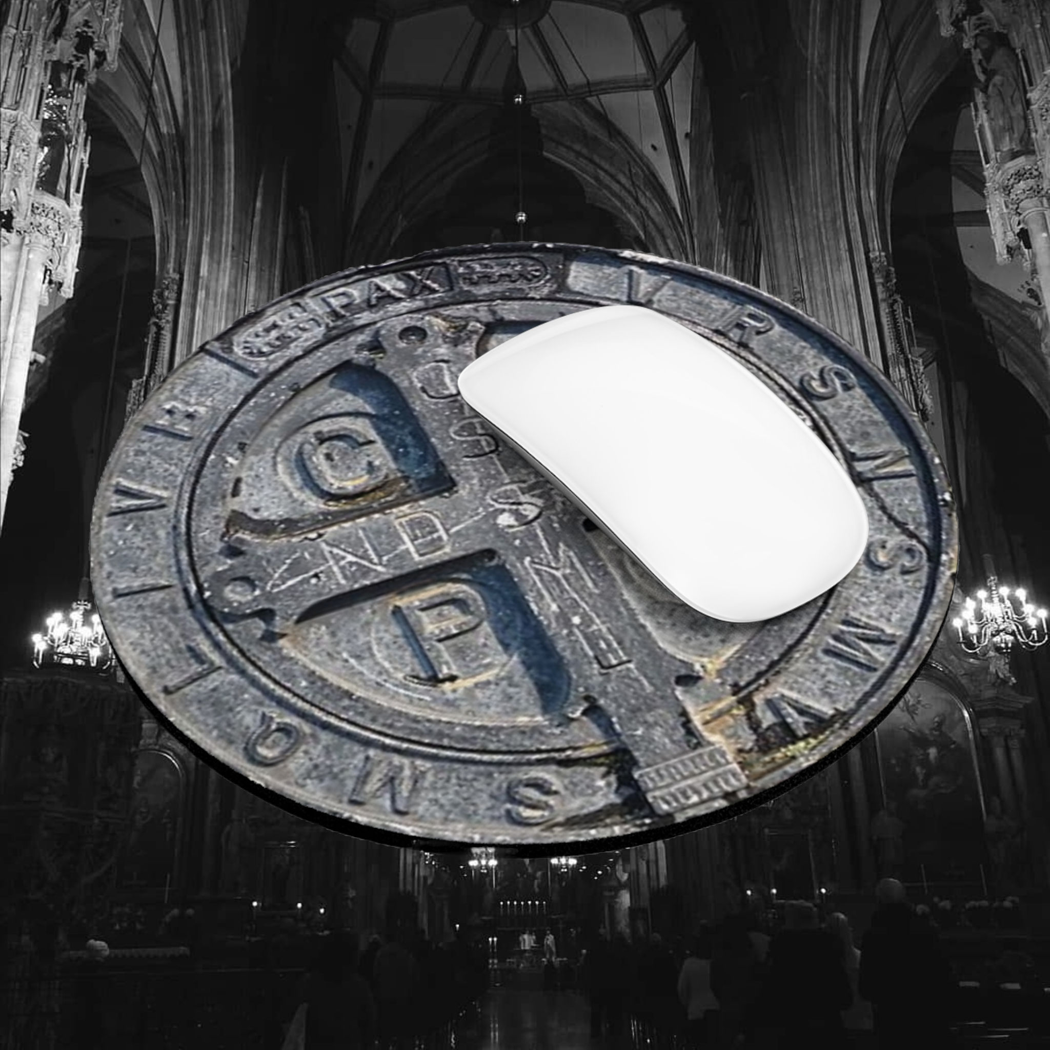 St. Benedict Medal Mouse Pad - Exorcism Shield Desk Guard