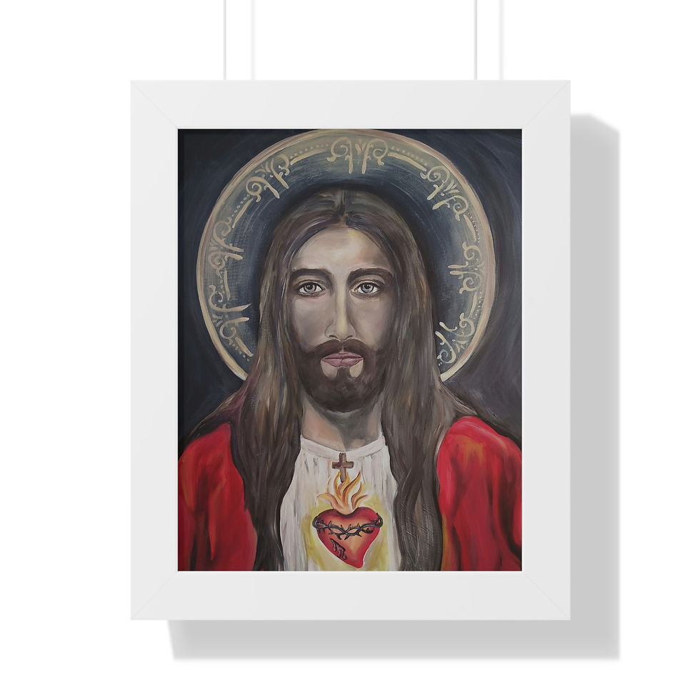 Thumbnail: Sacred Heart of Jesus by Mica. Framed Vertical Print, premium matte print framed vertical sacred heart scene multiple sizes
