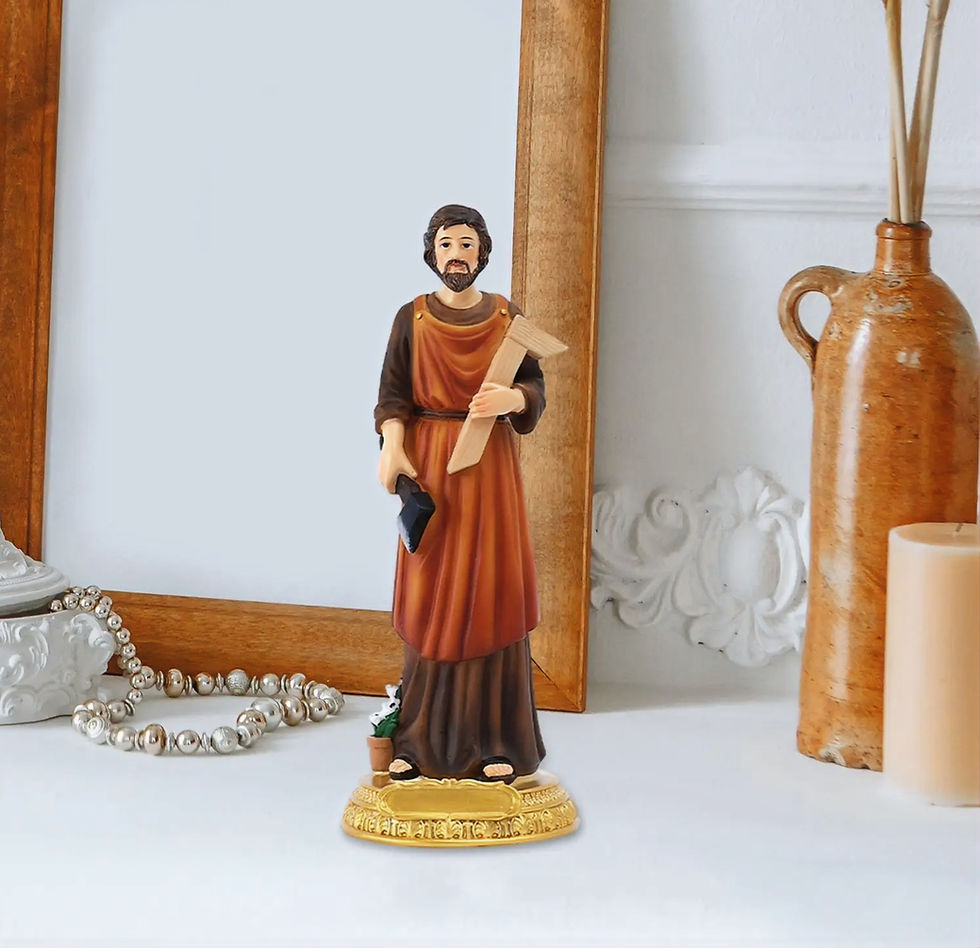 Thumbnail: St Joseph Worker Statue - Carpenter Patron Resin Figurine