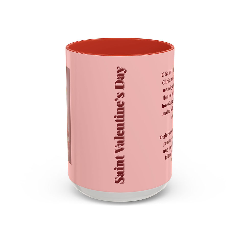 Thumbnail: St Valentines Pink Prayer Mug 11 / 15 oz at catholicmall.net