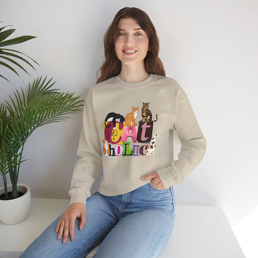 Thumbnail: "CAT-holic" Cozy Heavy Blend™ Crewneck Sweatshirt