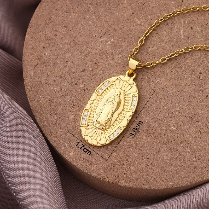 Thumbnail: Pendant Necklaces Glamour Gold Color Holy Christian Jewelry