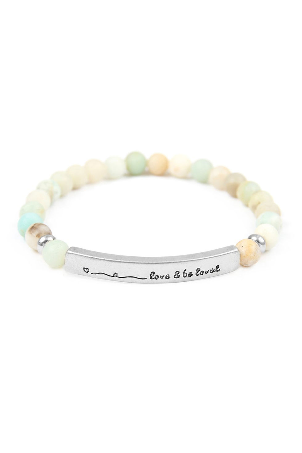 Thumbnail: "Embrace the Love of the Sacred Heart" Natural Stone Stretch Bracelet