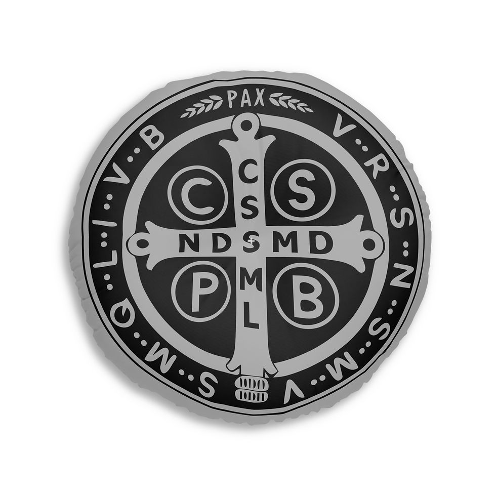 Thumbnail: St. Benedict Tufted Peace Pillow - Round Comfort Cushion