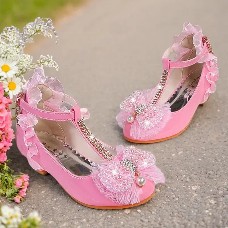 Thumbnail: First Communion Leather Mary Janes - Purity's Gentle Steps white pink low heel leather flats