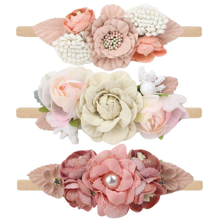 Catholic Baby Floral Bow Headband ~~ Soft Cloth Accessory, soft cloth 3 inch flower bow headband baby girls powder white pink