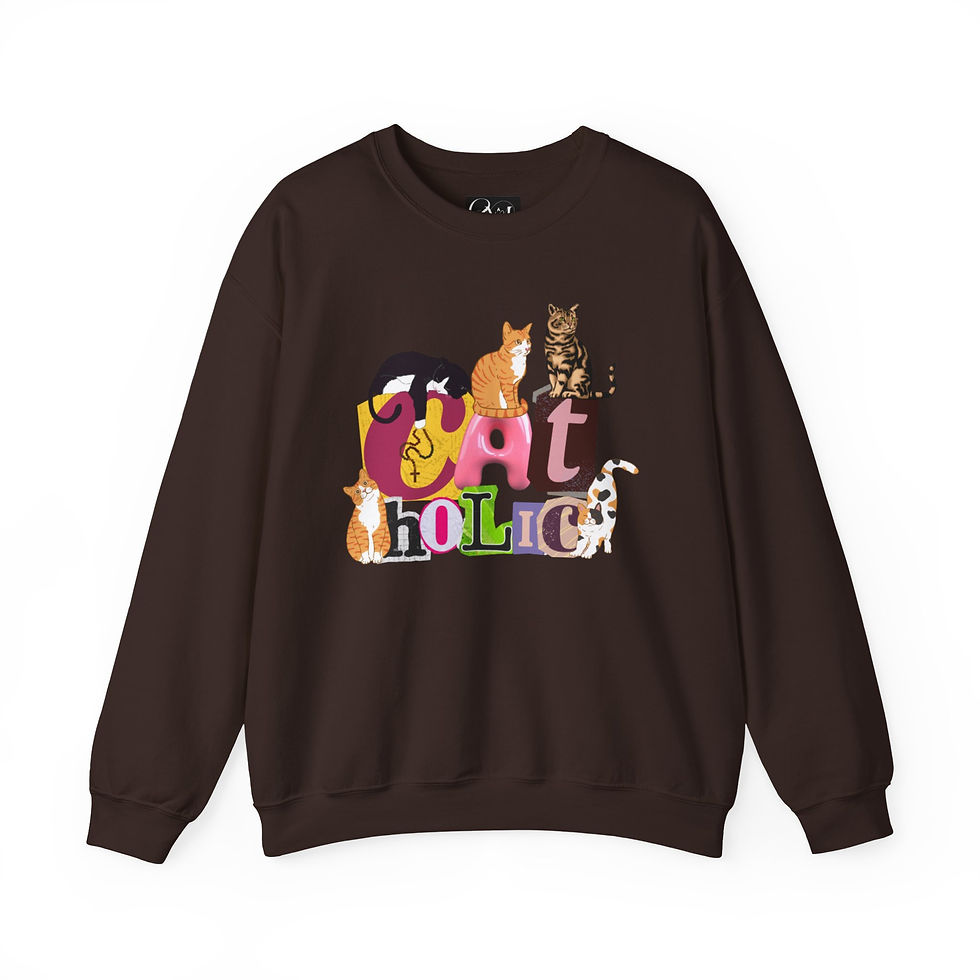 Thumbnail: "CAT-holic" Cozy Heavy Blend™ Crewneck Sweatshirt