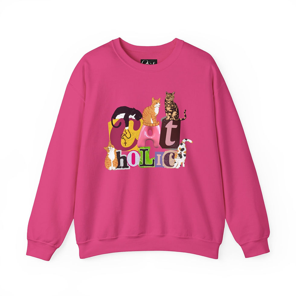 Thumbnail: "CAT-holic" Cozy Heavy Blend™ Crewneck Sweatshirt
