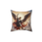 St. Michael Archangel Pillow - Warrior's Victory Cushion faux suede double sided archangel dragon