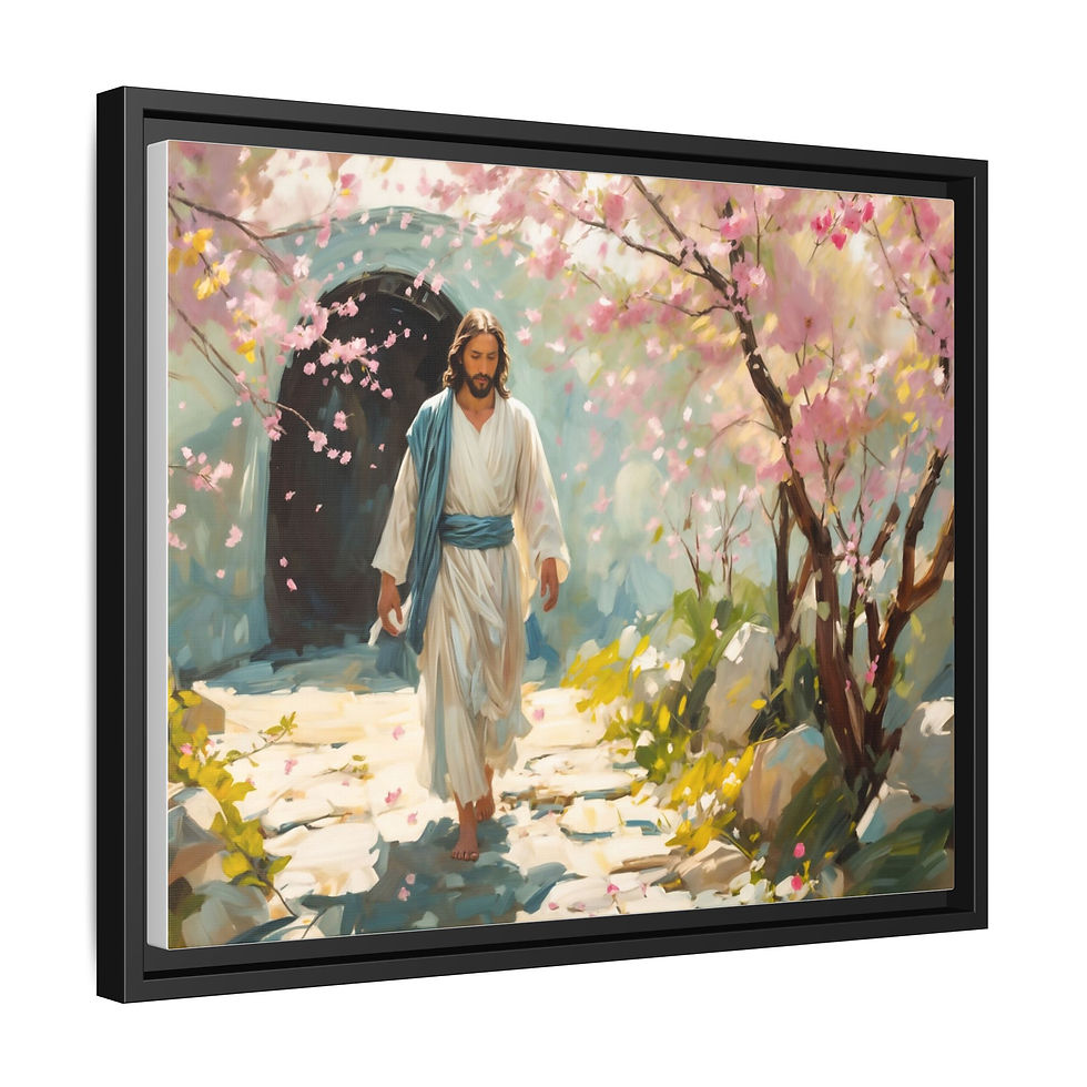 Thumbnail: Framed Canvas: Jesus in Spring Blossoms Serenity