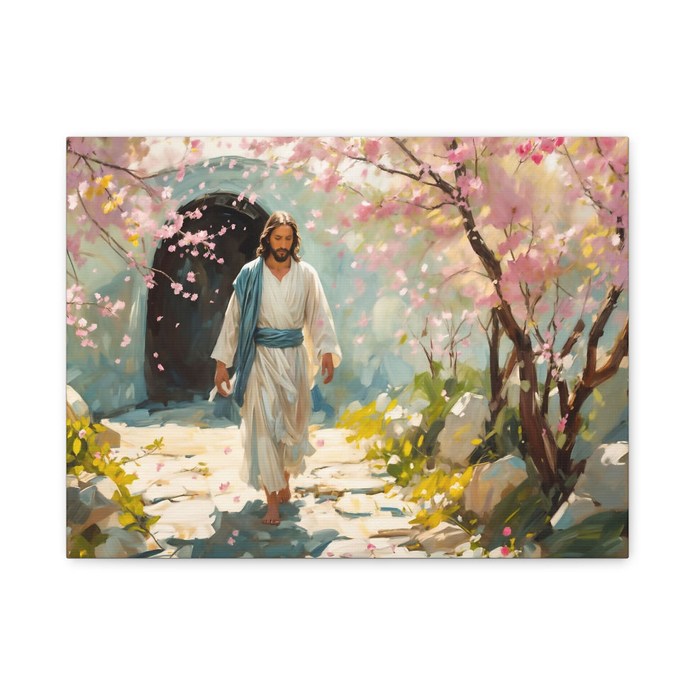 Thumbnail: Stretched Canvas: Jesus Amid Spring Blossoms Peace