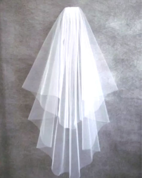 First Communion Veil - Two Layer Mantle of Purity white ivory tulle shoulder length
