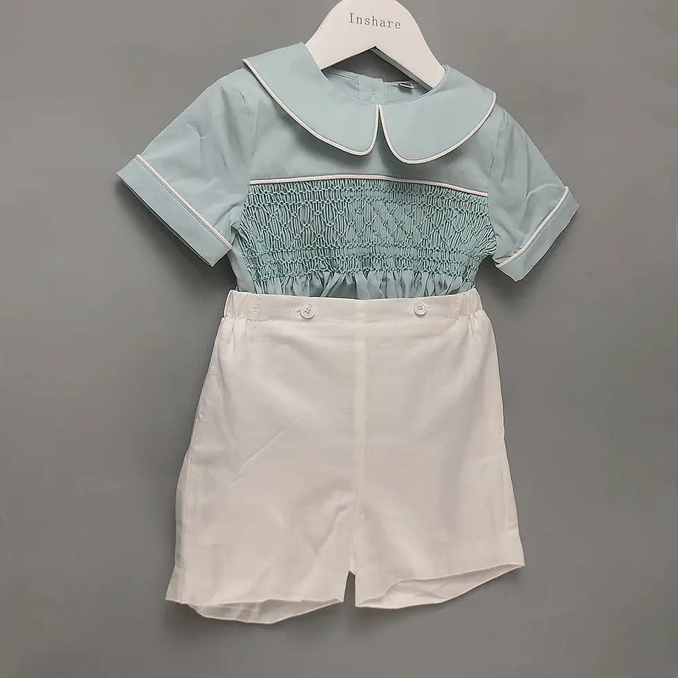 Children Boutique Boys Handmade Smocked, cotton linen boy handmade smocked set summer