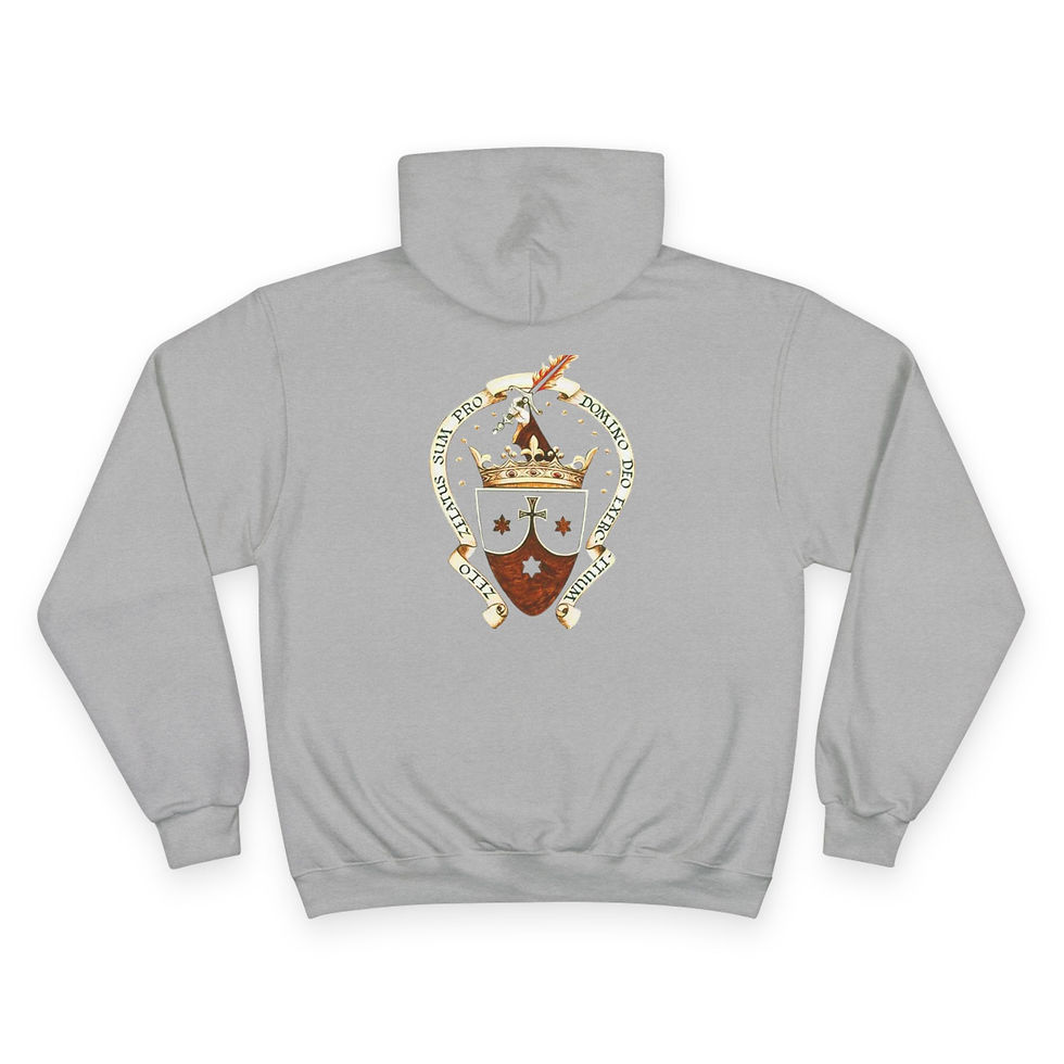 Thumbnail: Carmelite Champion Hoodie - Zeal Fortress Garment, Champion fleece with crest artwork