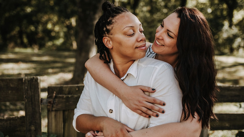 Lesbian couple embracing
