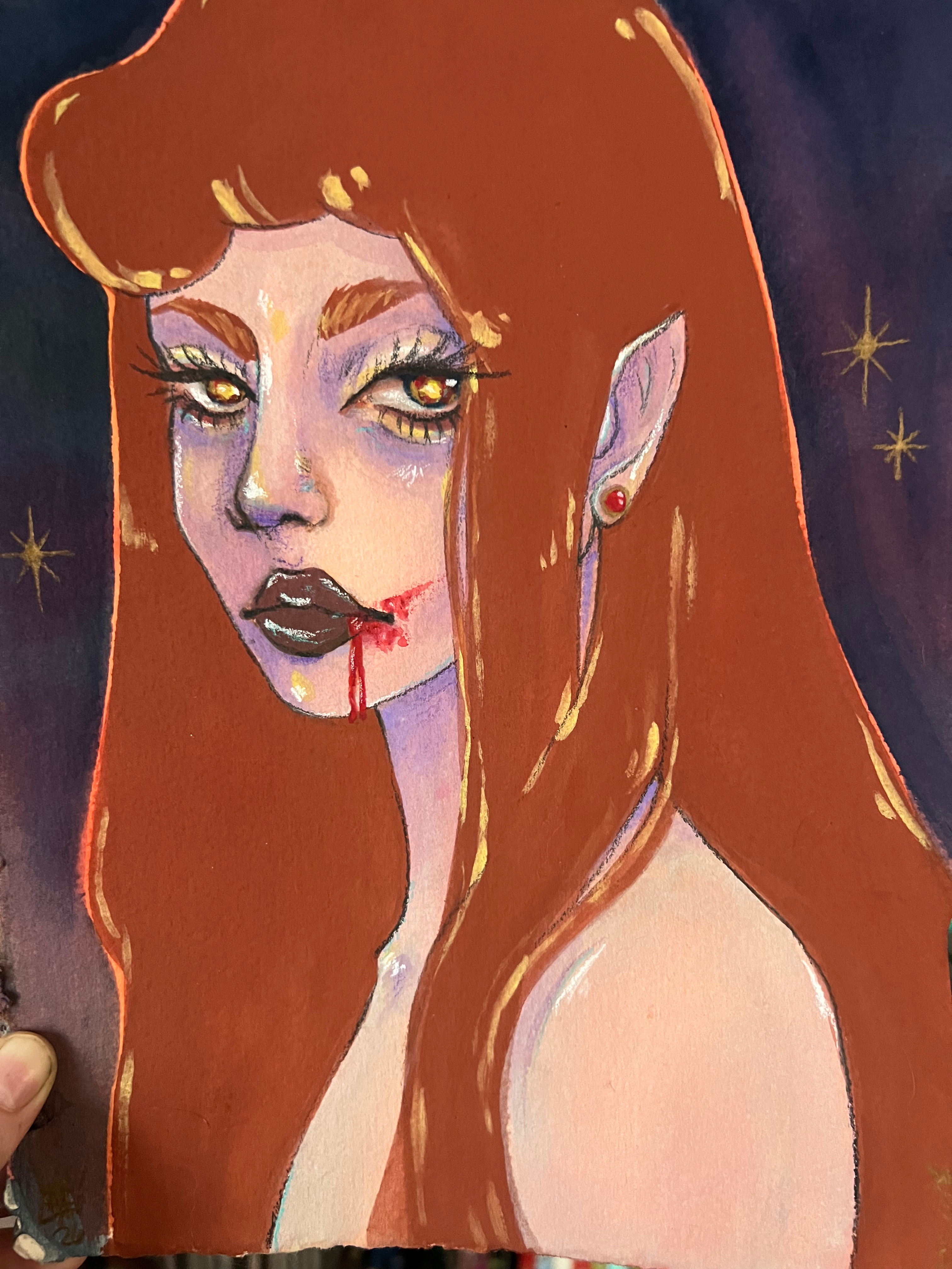 Feral Rose~ original gouache painting 