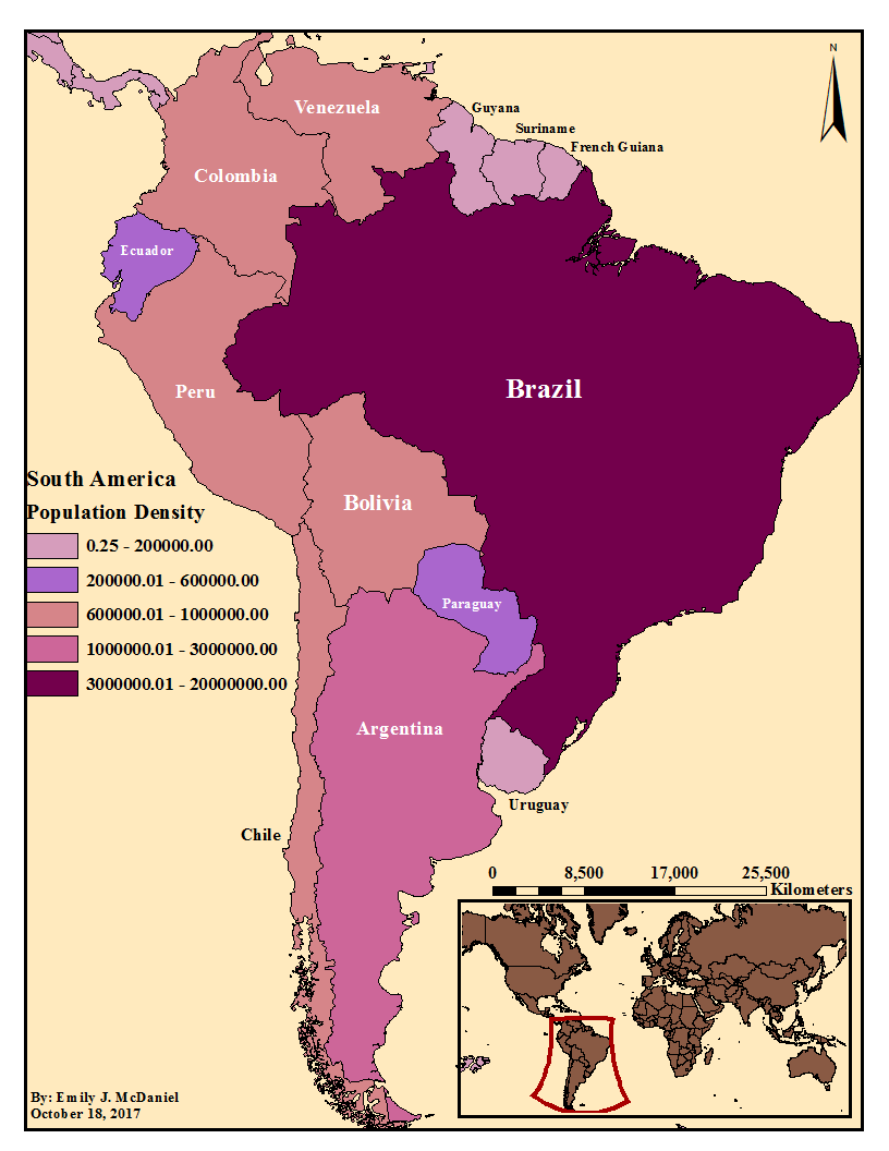 Population Density of South America
