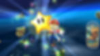 Animated character in red cap reaches for a glowing star in space, surrounded by colorful sparkles and floating objects. Energetic and adventurous.