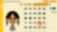 Avatar customization screen: A cartoon character with pigtails, displayed beside hairstyle options. Background is yellow with menu text visible.