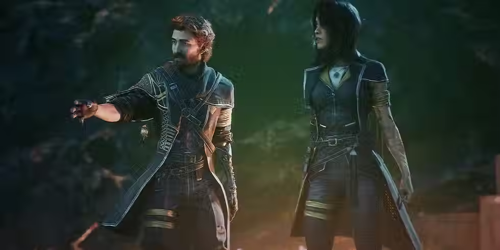 two characters conversing 